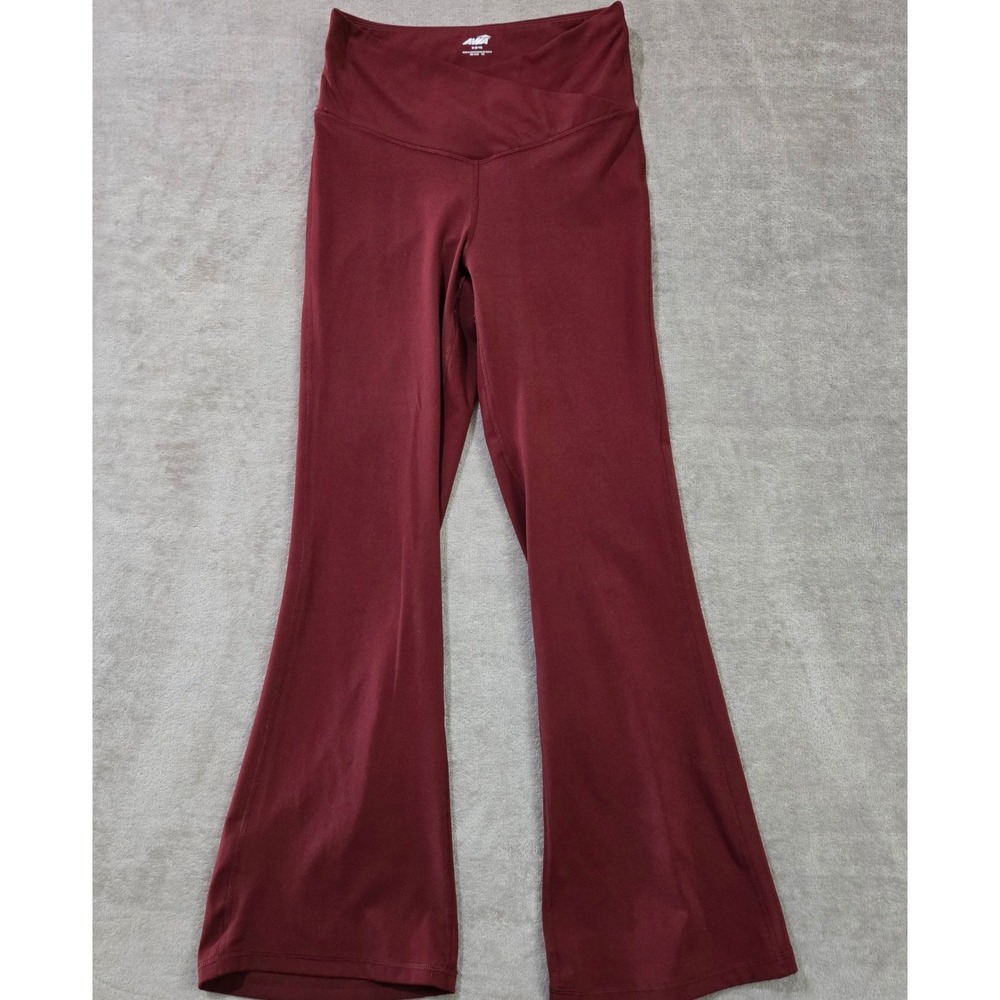 Avia Crossover Flare Yoga Pants Leggings Women Medium Burgundy High Waist Active